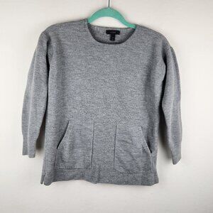 J. Crew 100% Merino Wool Knit Sweater Front Pockets Heather Gray sz XS shrunken?